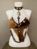 Top en cuir à poil